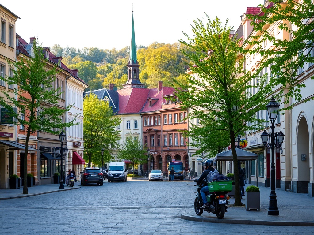 Mapa infrastruktury Ostrowca Świętokrzyskiego z zaznaczonymi kluczowymi punktami usługowymi