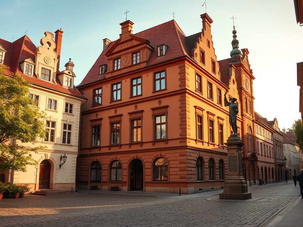 Widok Ostrowca Świętokrzyskiego z charakterystyczną zabudową przemysłową i zielenią.