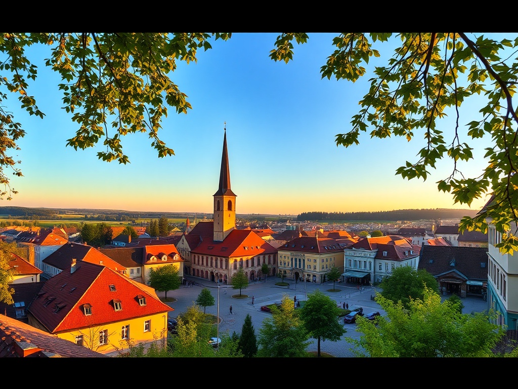 Widok na Ostrowiec Świętokrzyski z panoramą miasta i okolic